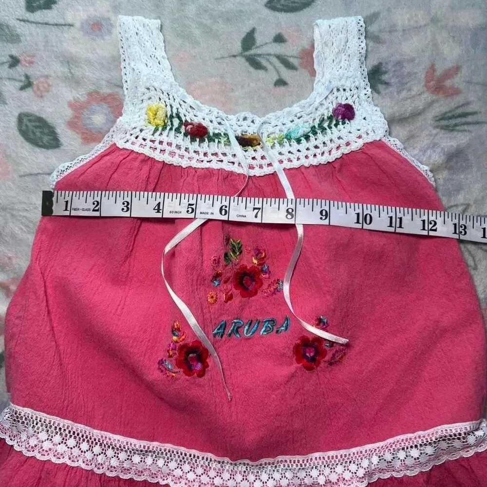 Crochet Lace Folk Dress 4T - Vacation Kidcore Resort Coconut Girl Tropical Y2K